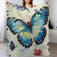 thumbnail image 3 of nygtbtfer Blanket Butterfly Flower Decor Throw Blanket Gifts for Girls Boys Butterfly Lover Super Warm Soft Plush Lightweight Fleece Flannel Sofa Bedding Blanket for Kids Adults Men Women White, 3 of 6