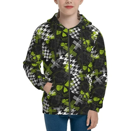 

Hoodies for Teen Girls Boys halloween skull Pattern Long Sleeve Youth Kids Essentials Zip Up Hoodie Lghtweight Fashion Hoodies & Sweatshirts Jacket Fall Winter Outfits Tops