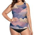 thumbnail image 4 of Women's Swimming Vest Women's Tankini Tops Swimming Vest for Women Soft and Smooth Suitable for Summer Beach Swimming Pool Parties L Purple Cloud Cartoon, 4 of 7