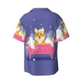 thumbnail image 4 of Goofa Dog Washes in a Pink Bath Printed Men's Casual Short-sleeved Shirt,Lightweight Breathable Button-down,Summer Casual men's top,Versatile Fashion shirt-Small, 4 of 7