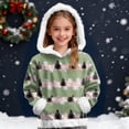 thumbnail image 4 of Kids Hooded Sweatshirt with Cartoon Santa Claus Print Faux Fur Trim Long Sleeve Pullover Casual Winter Top for Boys Girls, 4 of 7