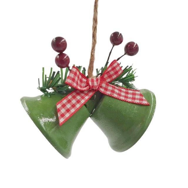 EZLIFE Adorno colgante clásico de campanas navideñas con forma de lazo para decoración navideña; E0I2