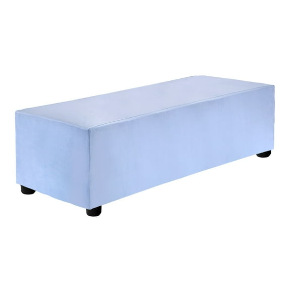 Stretch Ottoman Cover Rectangular Square Ottoman Slipcover with Elastic for Foot Stool Living Room Bedroom Fit Length 101-127cm / 39.76"-50", L-Large, Sky Blue