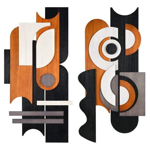 "Honeyed Dusk I & II" Hand Made & Hand Finished Dimensional Solid Wood Abstracts