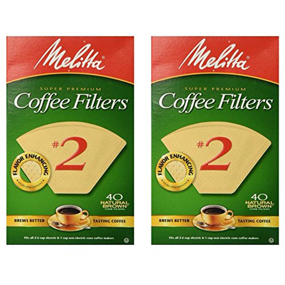 Melitta Super Premium 2 Cone Paper Coffee Filters Natural Brown, 40