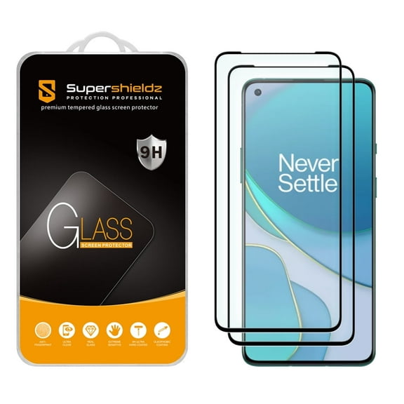 (2-Pack) Supershieldz Designed for OnePlus 8T/ OnePlus 8T Plus 5G [Full Screen Coverage] Tempered Glass Screen Protector, Anti-Scratch, Bubble Free (Black Frame)