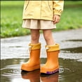 thumbnail image 2 of Otqutp Kids Rain Boots Letter Print Drawstring Cuff Waterproof Rubber Rain Shoes Non Slip Mid Calf Boots Outdoor Walking Shoes, 2 of 4