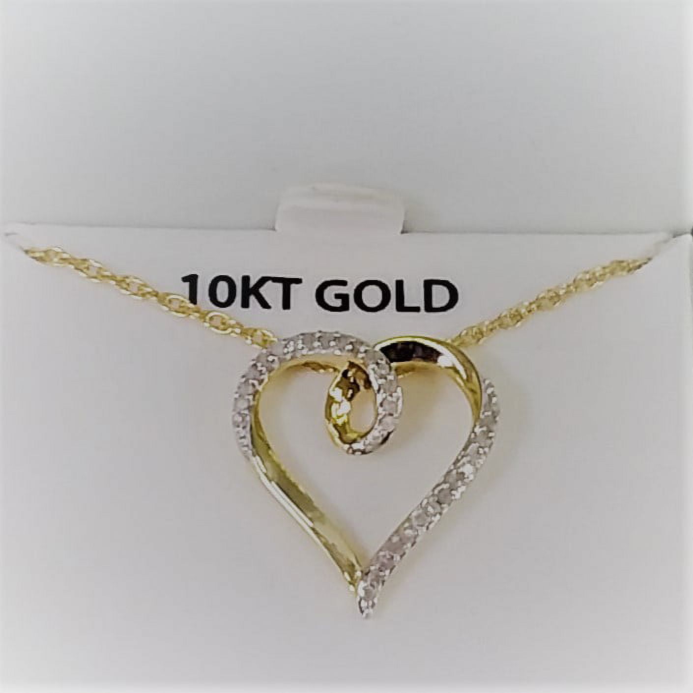 Brilliance Fine Jewelry: 10K Yellow Gold Heart Necklace with Diamond & Chain