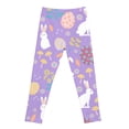 thumbnail image 5 of Easter Girls Print Leggings Stretchy Athletic Full Length Casual Pants for Toddlers Kids Light Purple 3 Years-4 Years, 5 of 5