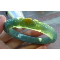 Certified Icy Green Yellow Burma 100% Natural A JADE Jadeite Flower Bangle Bracelet 55 mm 667033 TN