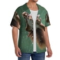 thumbnail image 2 of Gukieu Squirrel Print Men's Short-sleeved Shirts, Button-down Pocket Shirts, T-shirts, Beach Vacation Travel Summer Clothing-Small, 2 of 5