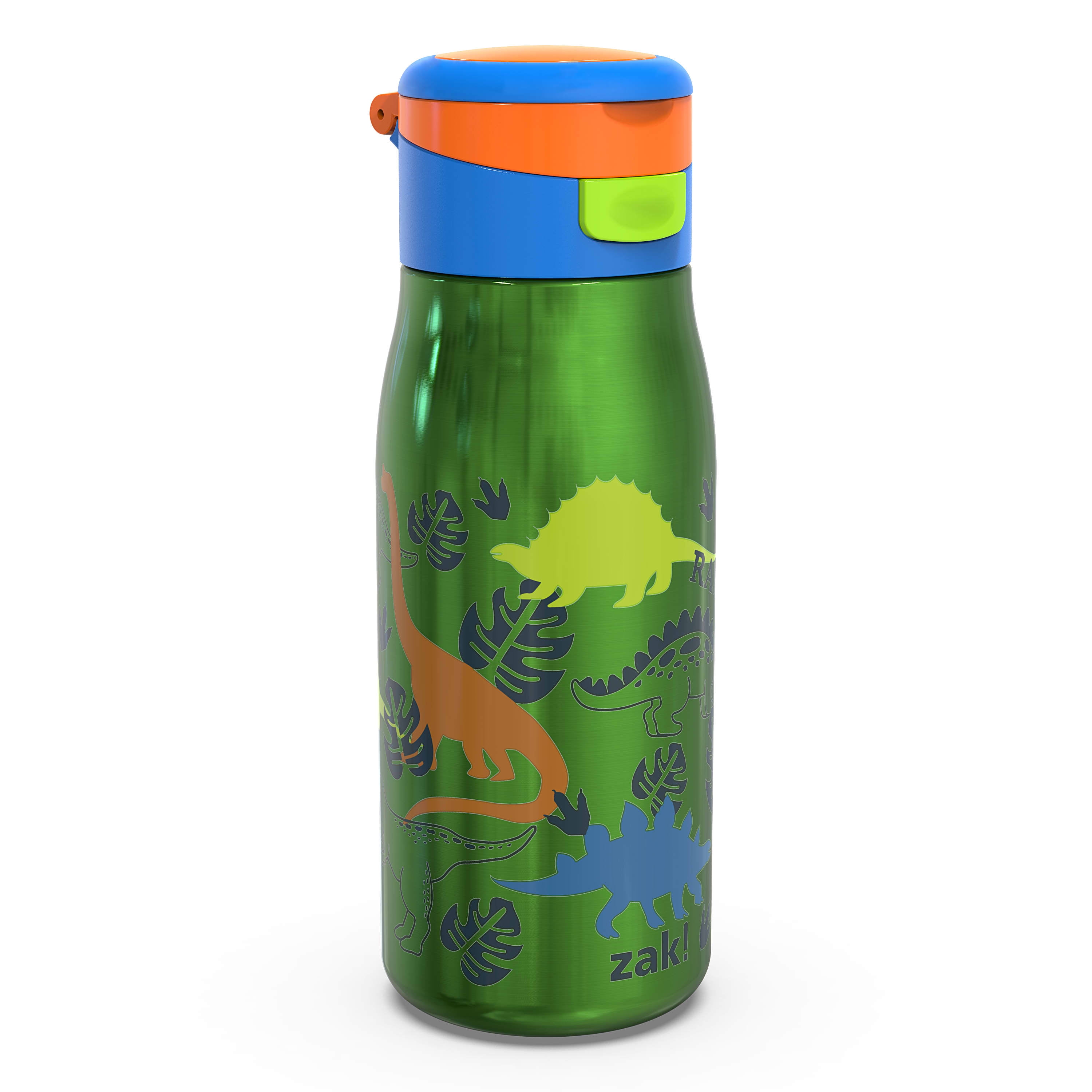 Zak Designs 13.5 Ounce Stainless Steel Water Bottle, Dinosaurs
