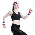 thumbnail image 4 of Fitness Tricolor Sports Headband Wristband Combination - Rojo Blanco Azul Ormromra WMZL-1226-8, 4 of 8