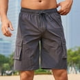 thumbnail image 5 of Cllios Elastic Waist Cargo Shorts for Men Below the Knee Summer Outdoor Workout Shorts Drawstring Running Travel Gym Shorts with Multi Pockets, 5 of 7