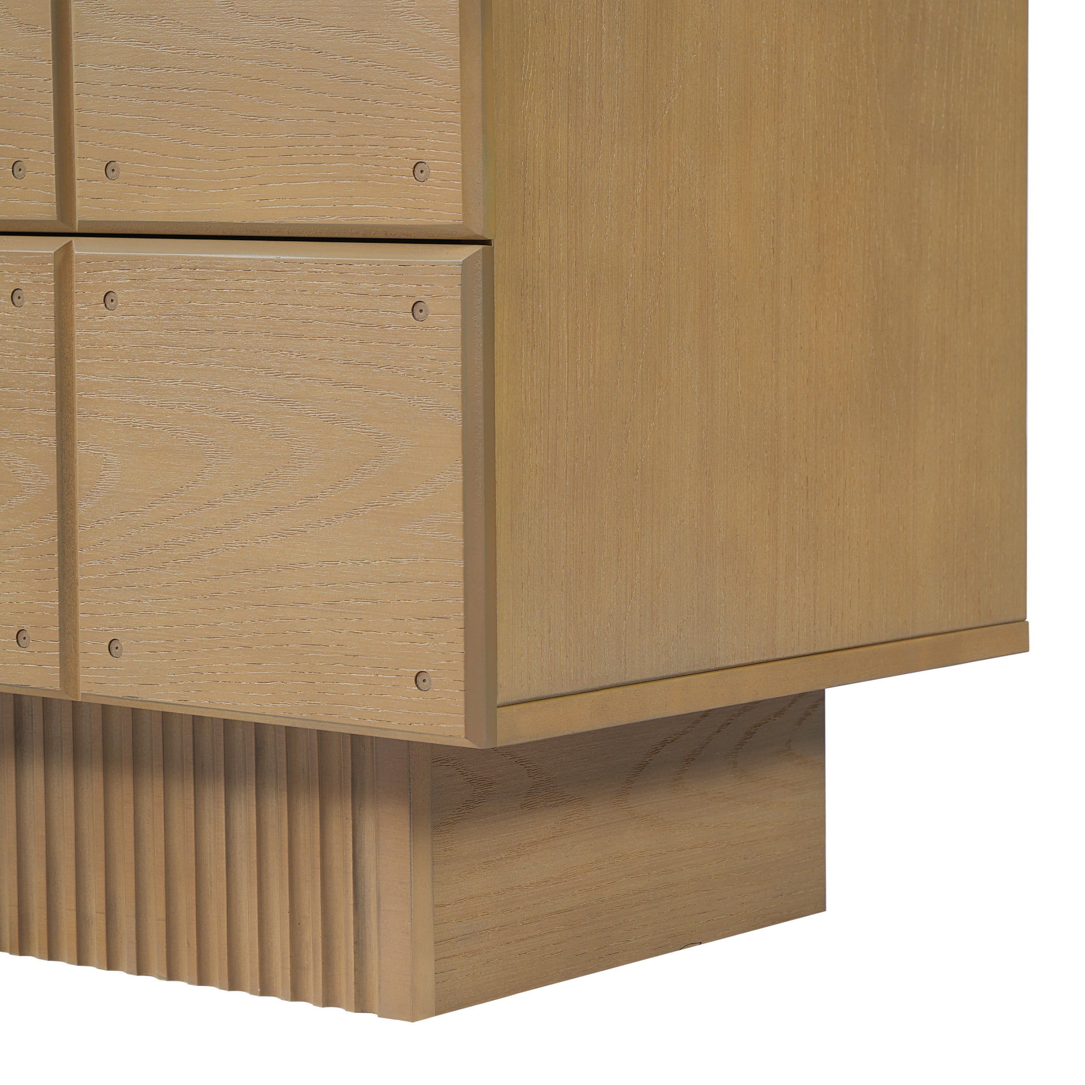 Christopher Knight Home Mid-Century Wood Nightstand with 2 Drawers, Fluted Pedestal, Natural, Set of 2