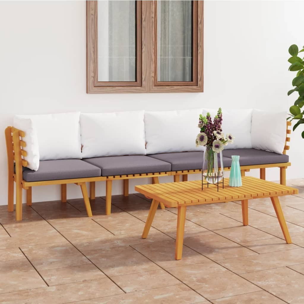 vidaXL 4 Patio Lounge Set with Solid Acacia Wood - Walmart.com