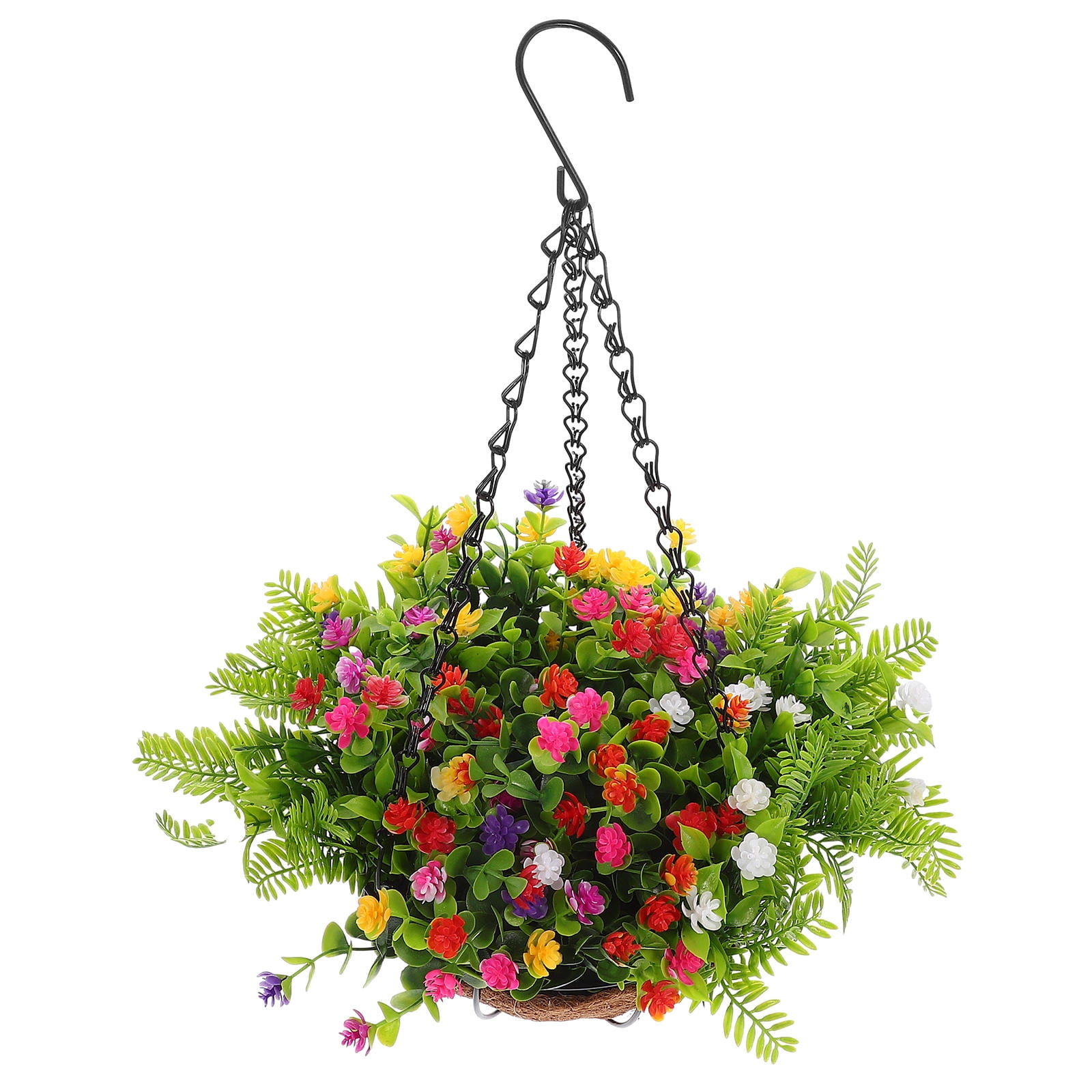 SEWCHICS Hanging Plants Outdoor Hanging Planter With Artificial Flower Multi 1Pack 12X12X8In