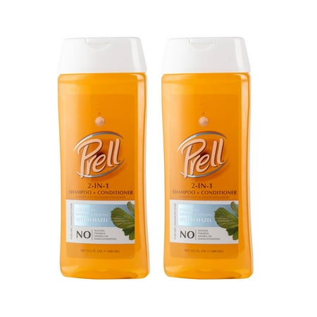 Prell Witch Hazel Color Safe Refreshes & Hydrates 2-in-1 Shampoo + Conditioner for Dry, Damaged Hair, 13.5 fl.oz - 2 Pack