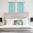thumbnail image 4 of Aqua Beige Striped Kitchen Curtains Short 45 Inch Length, Modern Farmhouse Retro Lines Grommet Top Bedroom Living Room Curtains, Light Filtering Cafe Curtain Drapes 2 Panels Set 84''x45'', 4 of 9
