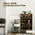 thumbnail image 4 of HOMCOM Industrial Wine Rack Cabinet for 4 Bottles with Tempered Glass Top, Adjustable Shelves, Rustic Brown, 4 of 10