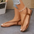 thumbnail image 5 of GERsome Flip-Flops for Women Slip-On Elastic Ankle Strap Thong Sandals Comfort Walking Shoes Beach Flat Sandals, Brown Size 6, 5 of 9