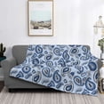 thumbnail image 2 of Naloa Blue Paisley Pattern Vintage Flannel Fleece Throw Blanket for Bed Couch, Thick Blanket - All Seasons Suitable for Women, Men and Kids-50"x40", 2 of 6