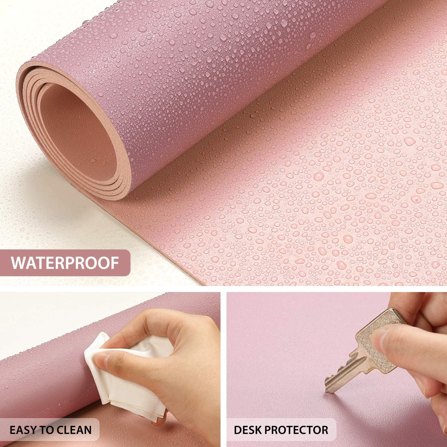 E-Watercolor Plants Large Mouse Pad – 24x14 Inch Dual-Side PU Leather Desk Mat, Waterproof & Non-Slip - View #6