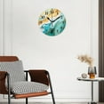 thumbnail image 3 of Battery Operated Analog Wall Clocks Non-Ticking Silent Modern Clock Decorative for Home,Office-Abstract Fluid Art Painting In Turquoise With White And Gold Colors(12inch), 3 of 4