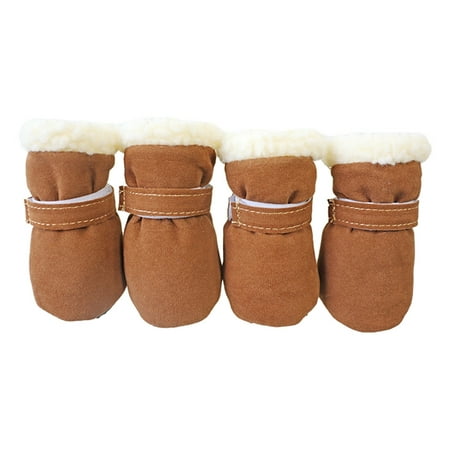 

FAIOIN 4pc Thick Warm Winter Pet Dog Shoes Casual Walking Snow Booties Footwear for Small Dogs Puppys Outdoor Dog Booties
