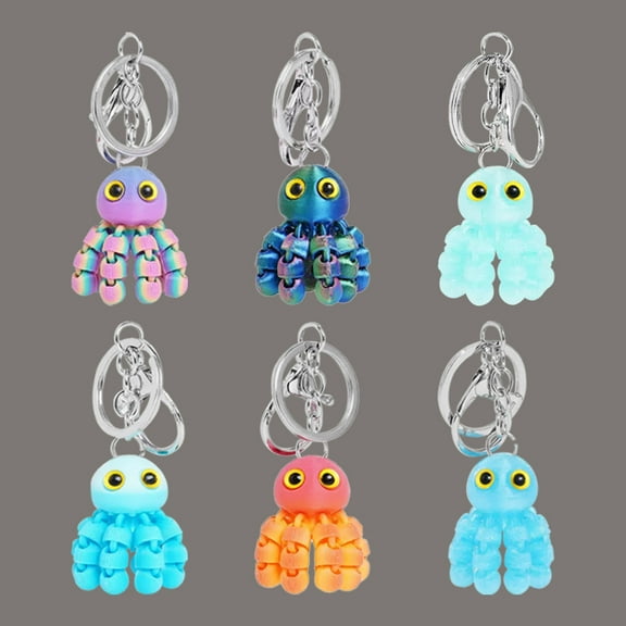 6pcs/Set Of Men's And Women's 3D Printed Crystal Style Octopus Keychains, Colorful Home And Office Ornaments, Halloween, Christmas, Thanksgiving, New Year's Holiday Party Gifts, Birthday Gifts
