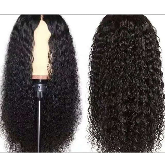 FSTDelivery Deep Wave Lace Front Wigs Human Hair, Ladies Wig Set Mid-length Curly Hair Simulation Wig, Human Hair Wigs for Black White and Elderly Women