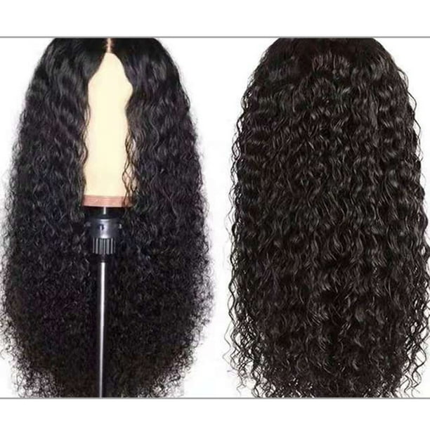 Peluca de mujer con cabello rizado de longitud media y simulación de peluca.