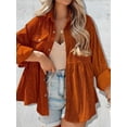 thumbnail image 4 of Women Corduroy Shirts Button Long Sleeve Coat Jackets with Pockets, 4 of 5