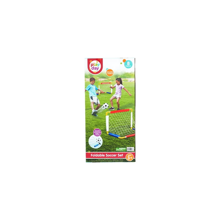 Play Day Foldable Soccer Set (2 Folding Goals, Ball, Inflating