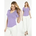 thumbnail image 3 of SSLR V Neck T Shirts for Women Short Sleeve tshirts Summer Tops Ribbed Tee Shirts, 3 of 8
