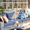 thumbnail image 3 of XIZZI Patio Furniture Outdoor Conversation Set with Wide Armrests, Wicker Rattan Patio Outdoor sectional with Firepit Table and Swivel Rocking Chair, Denim Blue, 3 of 11