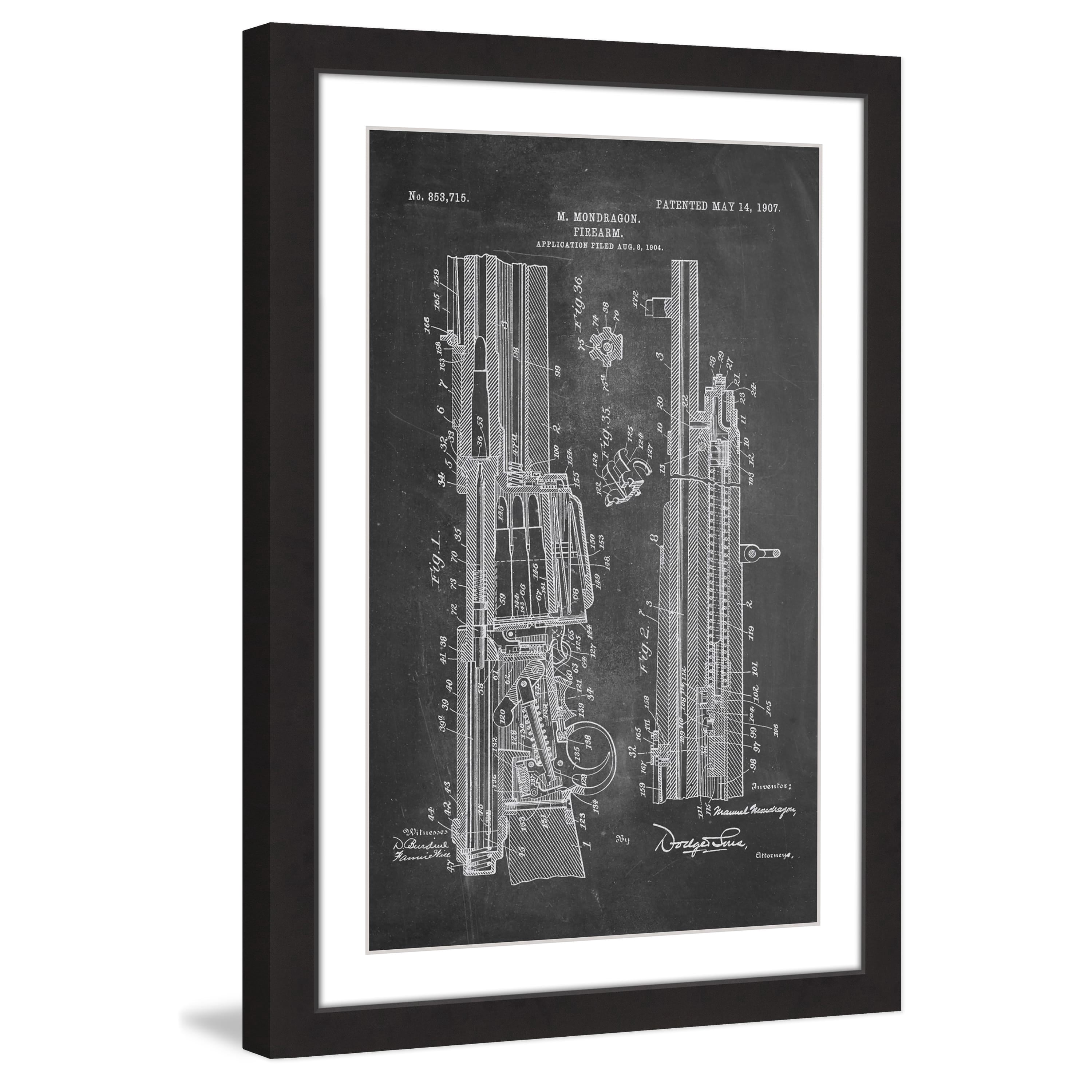 "Rifle 1907 Chalk" Framed Painting Print
