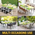 thumbnail image 5 of Happy Easter Table Cloths for 8 Foot Rectangle Tables, Rabbits Eggs Spring Daisy Floral Grass Yellow Patio Waterproof Elastic Fitted Tablecloths, Washable Rectangular Table Cover for Camping, 5 of 8