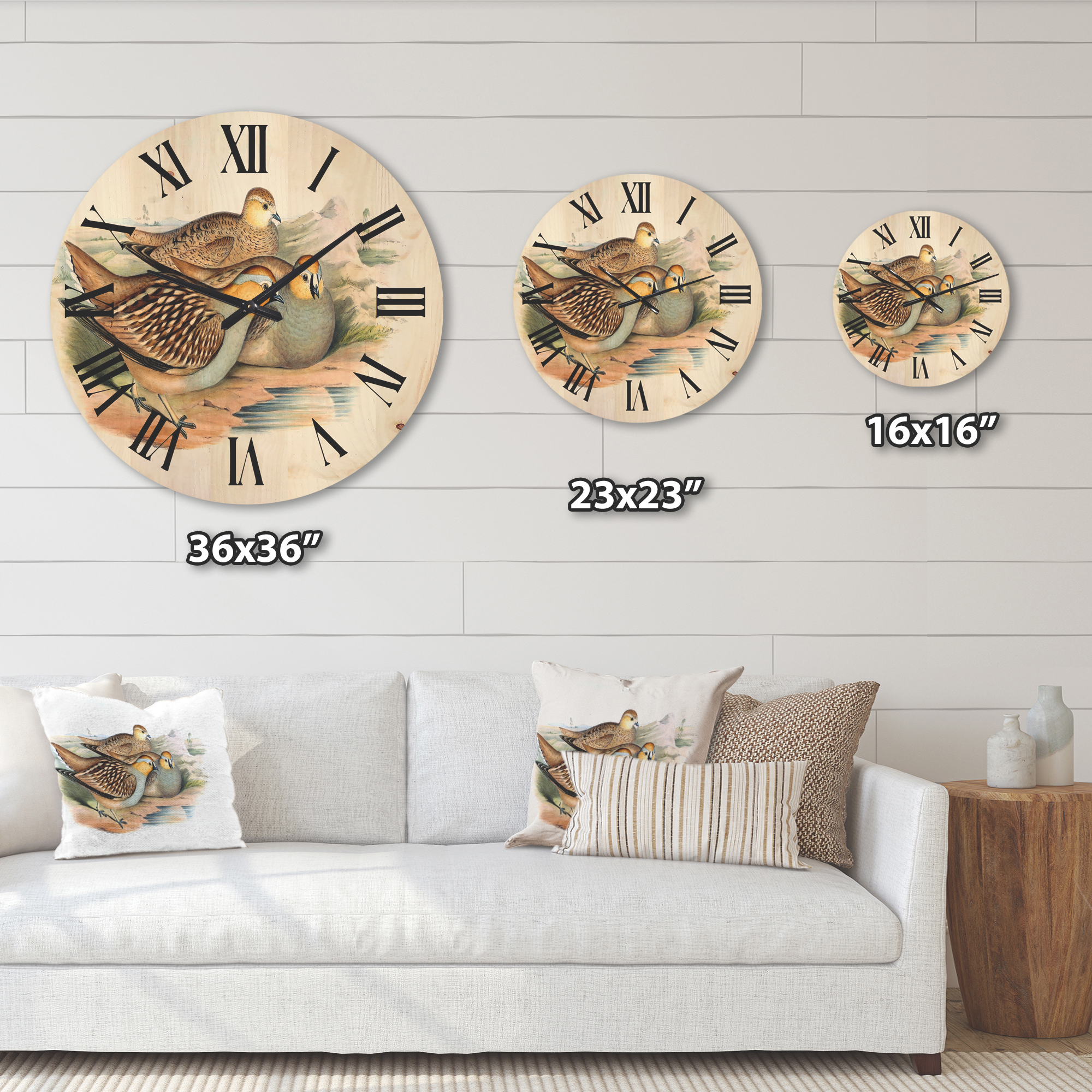 Designart 'Ancient Birds In The Wild III' Traditional Wood Wall Clock