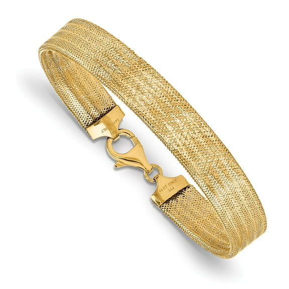 Leslie's Real 14kt Yellow Gold Polished Mesh Bracelet; 7.25 inch; Lobster (Fancy) Clasp; for Adults and Teens; for Women and Men