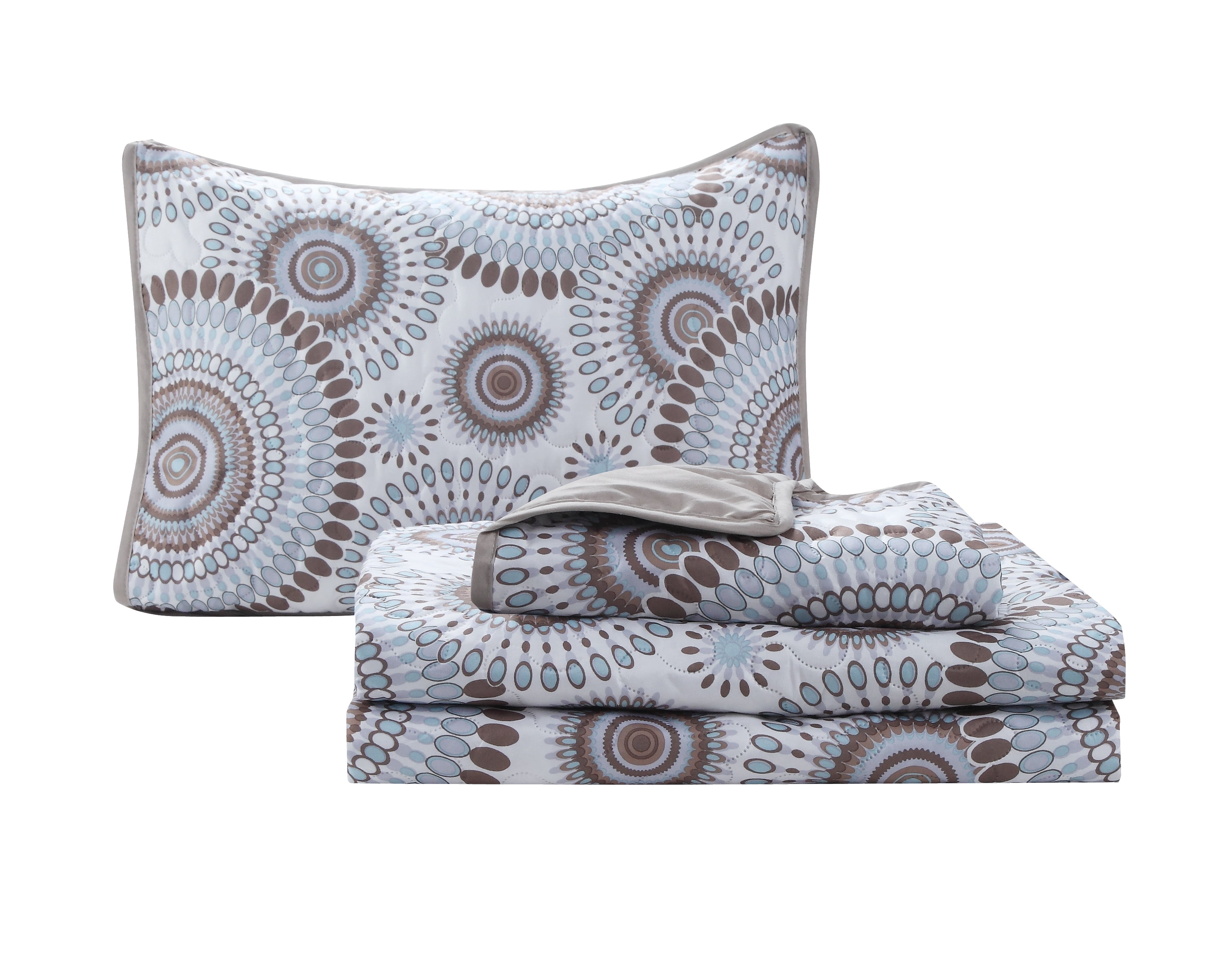Starburst Reversible 3-Piece Quilt Set Tan King