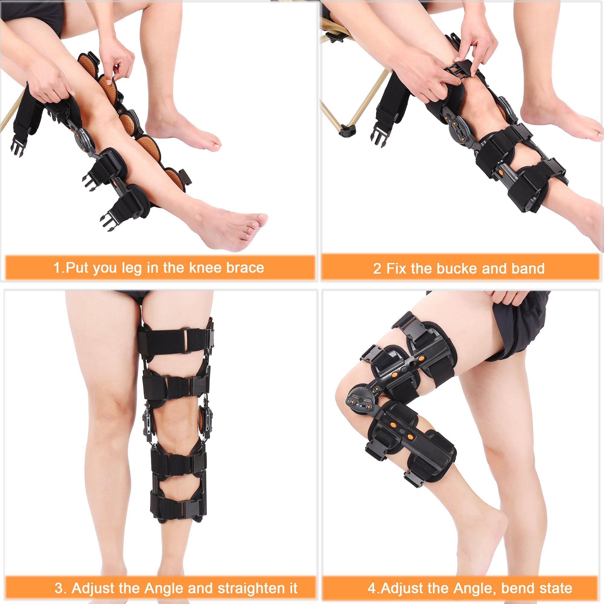 Hinged ROM Knee Brace,Unloader Knee Brace,Knee Immobilizer Brace,ACL, MCL and PCL Injury, Adjustable Orthopedic Support Stabilizer After Surgery