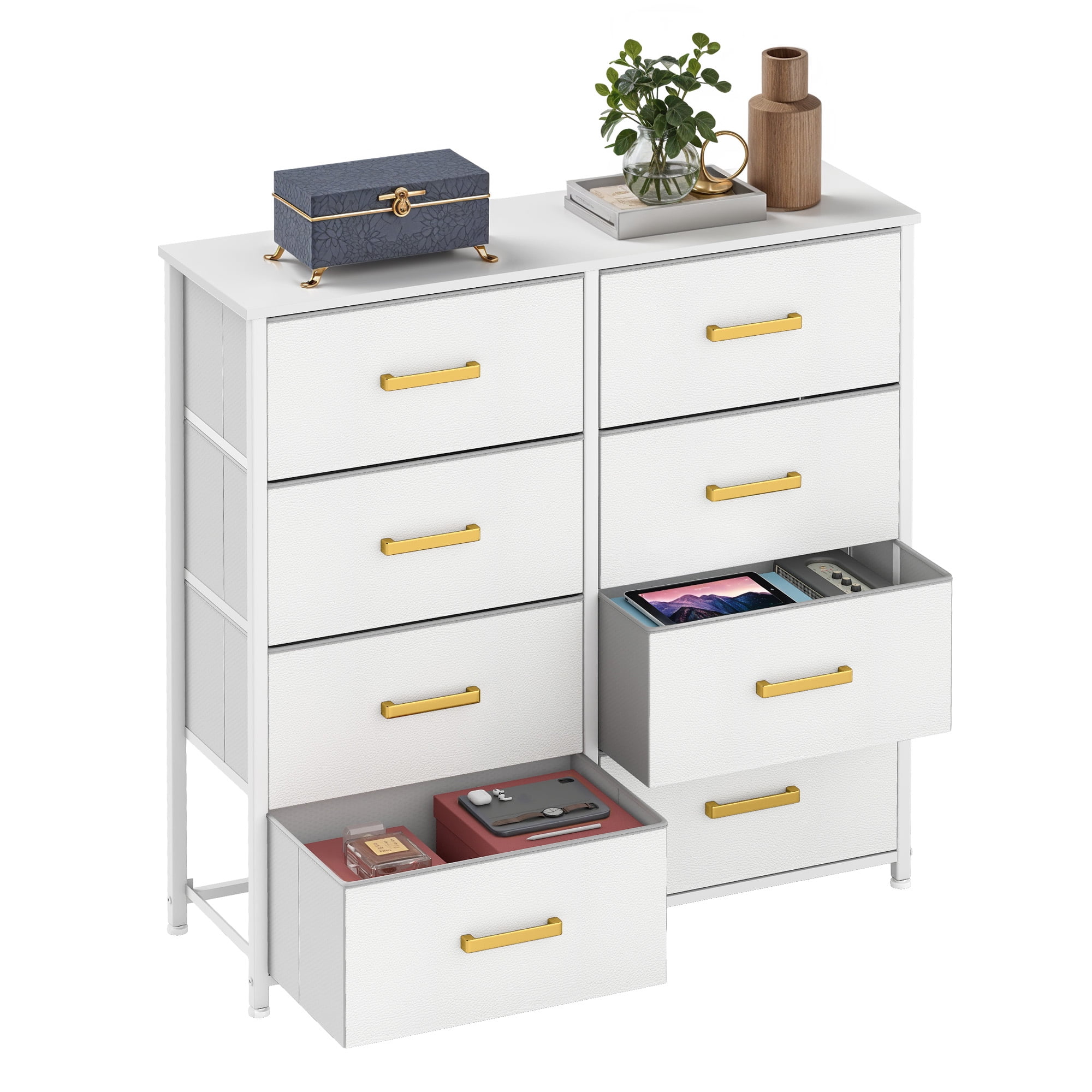 Uforic 8 Drawer Fabric Chest of Storage Dressers for , Closet, Living Room, White