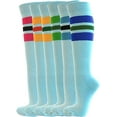 thumbnail image 4 of Couver Bright Blue/Black Stripes Knee High Sports/Baseball Socks, Light Sky Blue Medium, 4 of 8