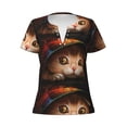 thumbnail image 3 of Naloa Animal Cat Print T-Shirts Short Sleeve V Neck Tees for Women Fashion Tops Trendy Lightweight Soft Casual Summer Outfits Clothes, 3 of 5