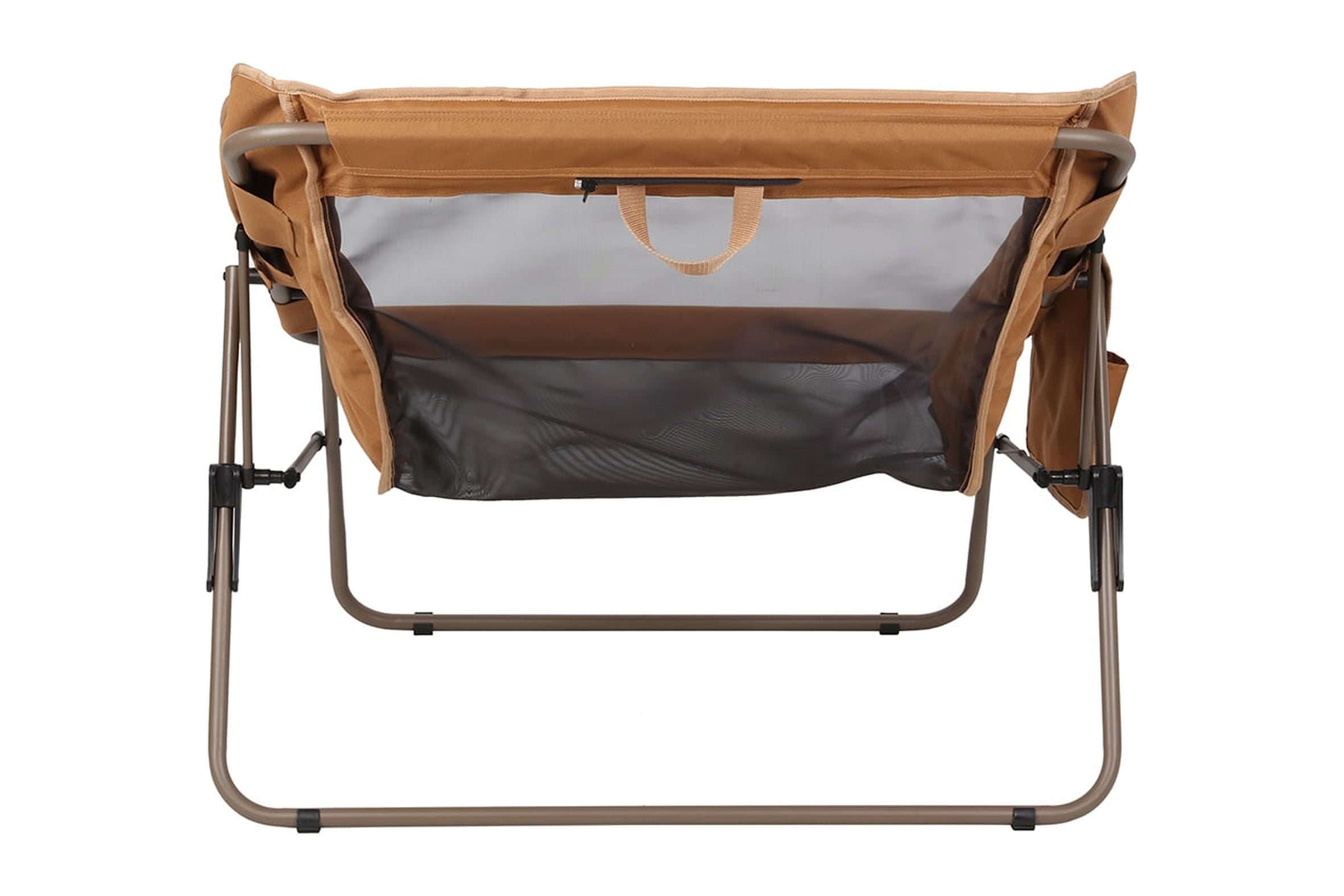 Ozark Trail Padded Foldable Camping Glamping Chair with Side Storage, Brown and Beige, Adult