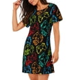 thumbnail image 2 of Fotbe Play Game Start Bata de Dormir para Mujer con Estampado, Camisón de Algodón de Manga Corta, Ropa de Dormir Casual, 2 of 6