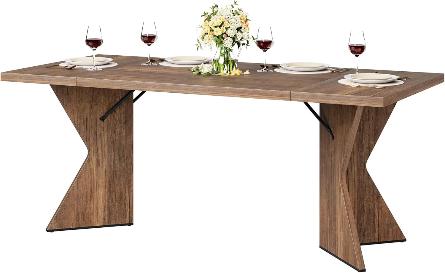 Senfot 71 Inch Rectangular Dining Table for 6 People, Long Wooden Dining Room Table,Farmhouse Tall Kitchen Table with Large Tabletop & Heavy Duty Legs for Kitchen,Dining Room & Living Room,Wood Color