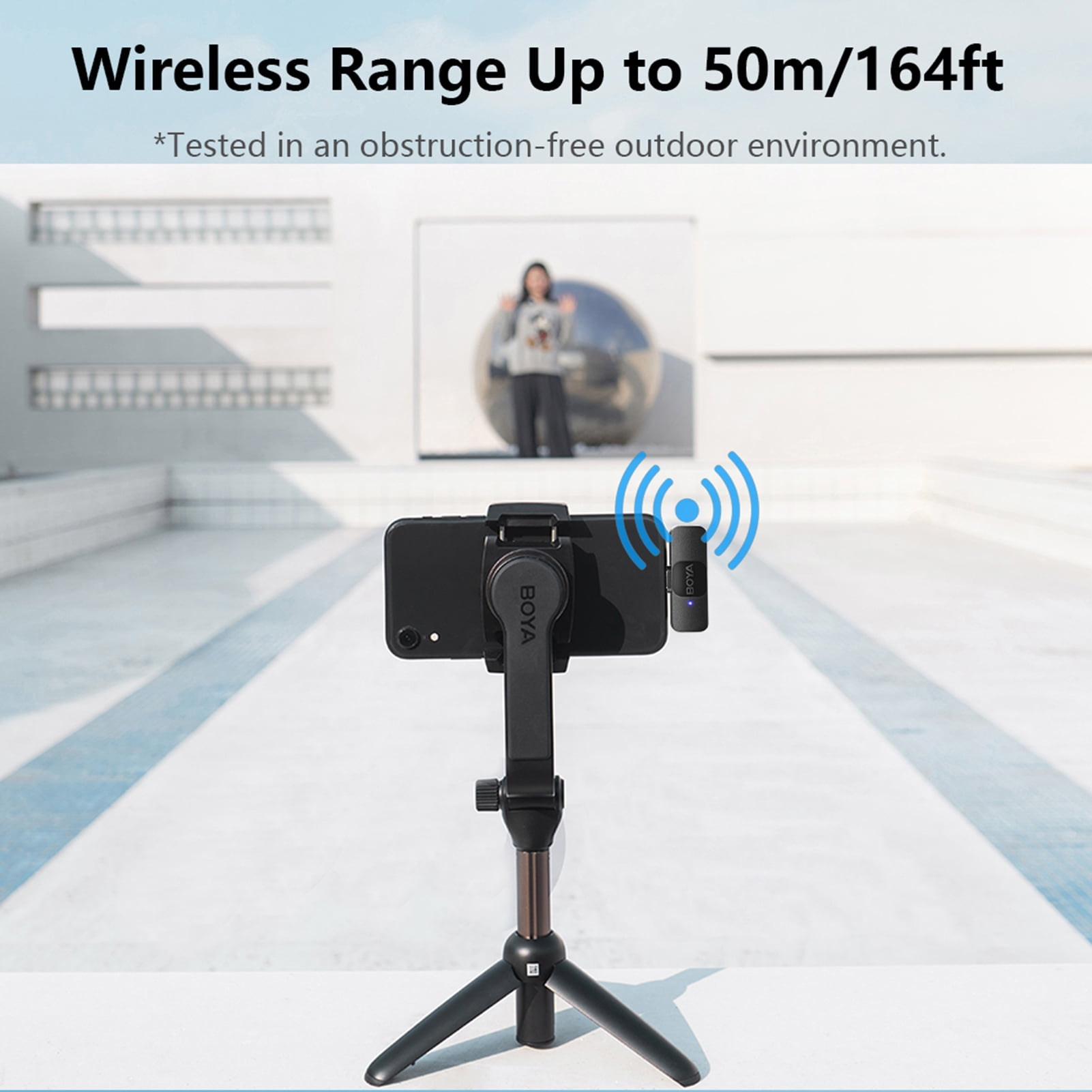 BOYA BY-V1 One-Trigger-One 2.4G System Clip-on Phone Microphone Omnidirectional Mic Auto Pairing Smart Noise Reduction 50M Transmission Replacement for 14131211 Series