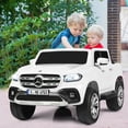 thumbnail image 3 of Gymax 12V 2-Seater Kids Ride On Car Licensed Mercedes Benz X Class RC w/ Trunk White, 3 of 9